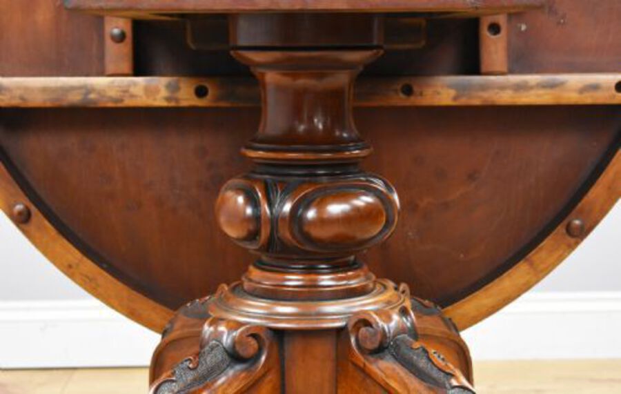 Antique Victorian Burr Walnut Oval Tilt Top Breakfast Table