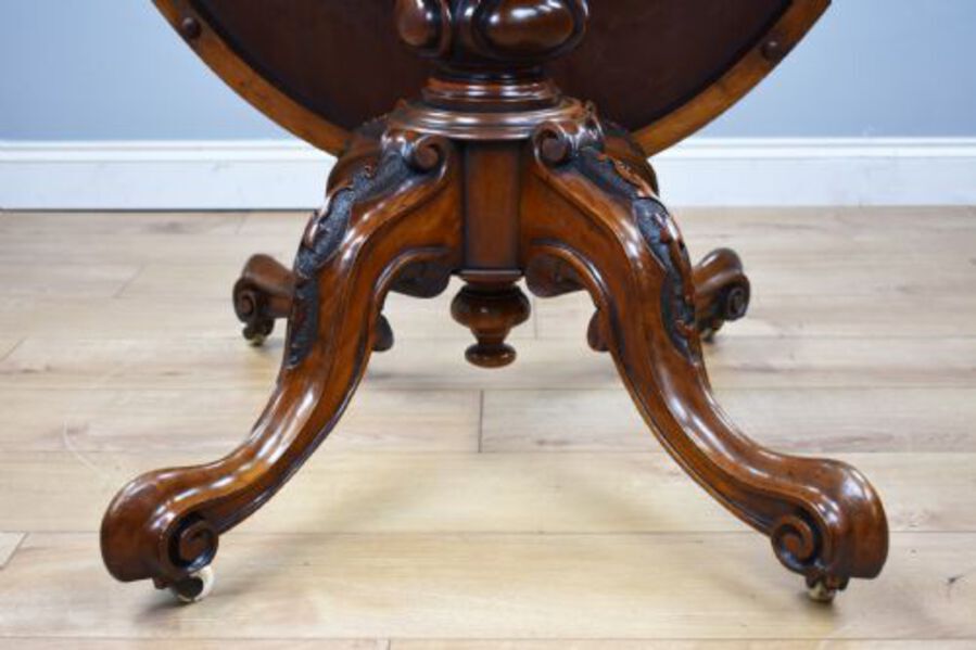 Antique Victorian Burr Walnut Oval Tilt Top Breakfast Table