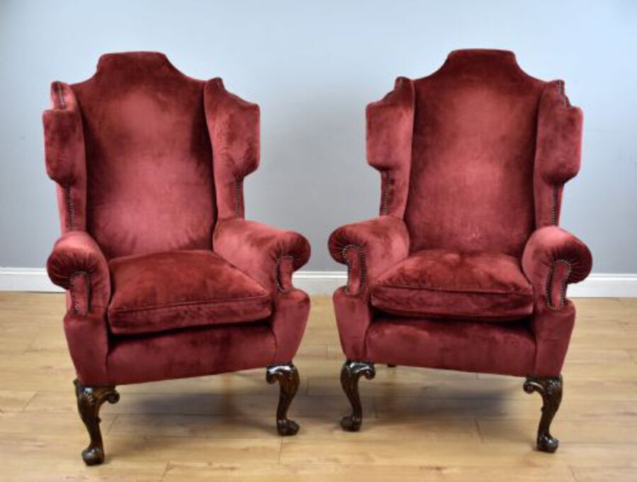 Pair of Antique Wing Back Armchairs