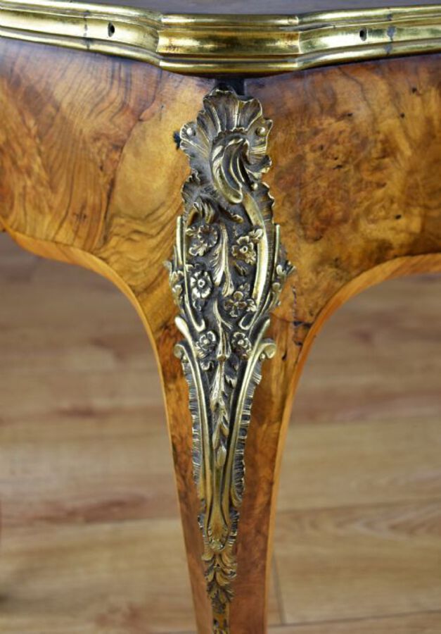 Antique Victorian Louis XV Style Burr Walnut Writing Table