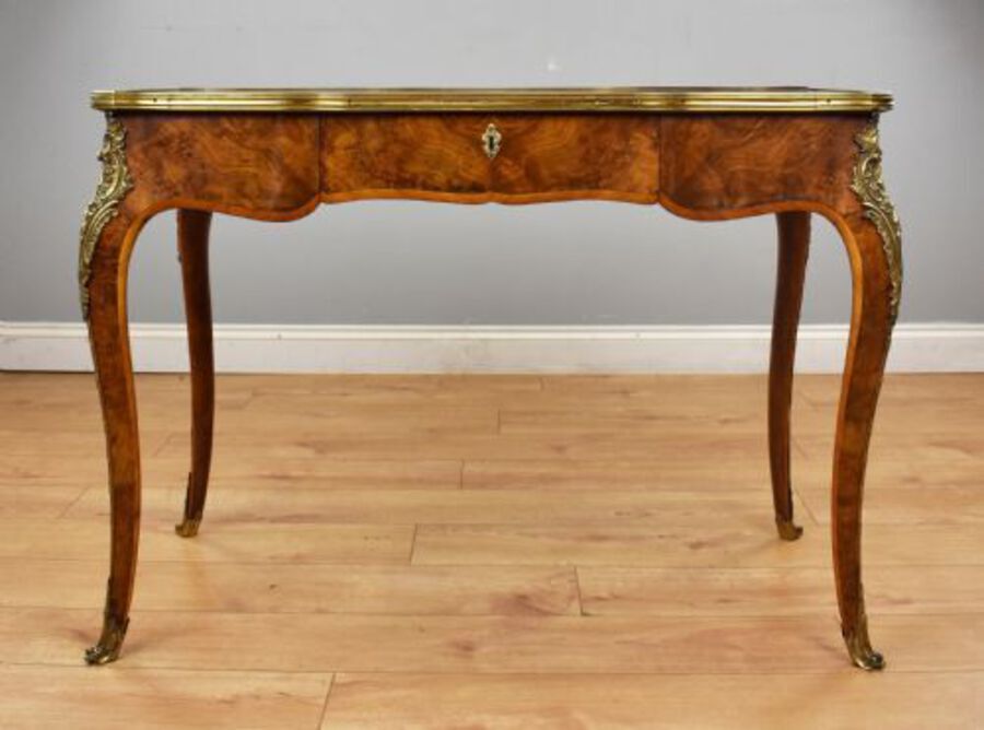 Antique Victorian Louis XV Style Burr Walnut Writing Table