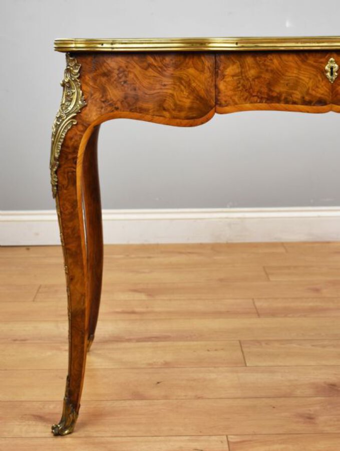 Antique Victorian Louis XV Style Burr Walnut Writing Table