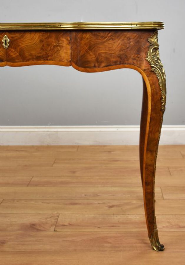 Antique Victorian Louis XV Style Burr Walnut Writing Table
