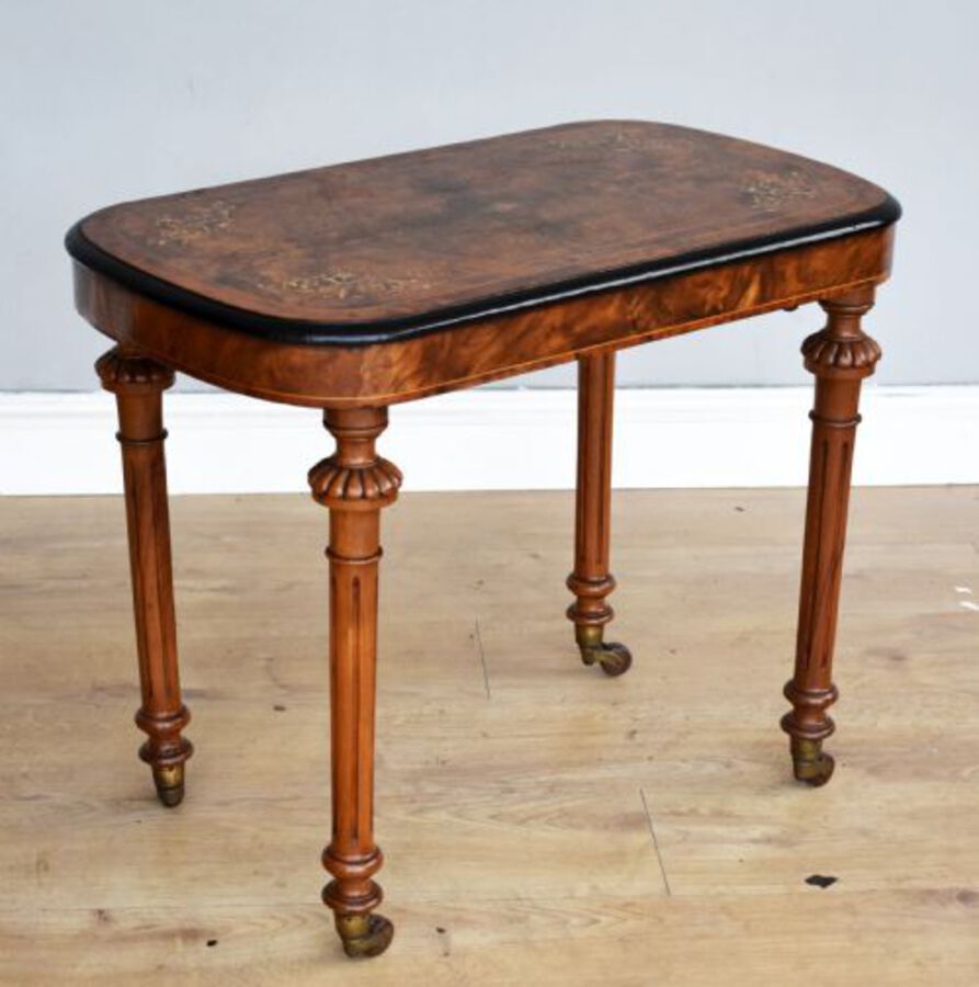 Antique Victorian Burr Walnut Inlaid Occasional Table