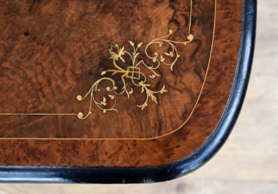 Antique Victorian Burr Walnut Inlaid Occasional Table