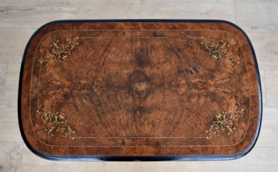 Antique Victorian Burr Walnut Inlaid Occasional Table
