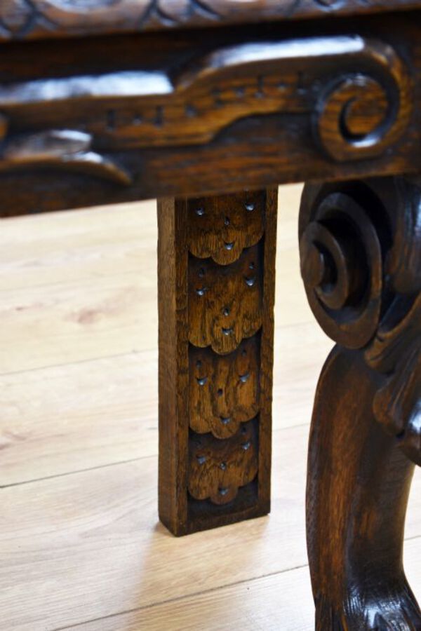 Antique Victorian Carved Oak Window Seat