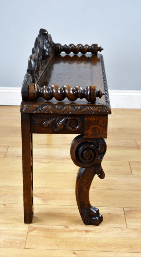 Antique Victorian Carved Oak Window Seat