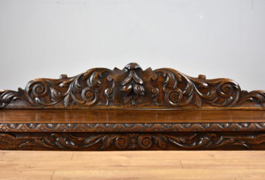 Antique Victorian Carved Oak Window Seat