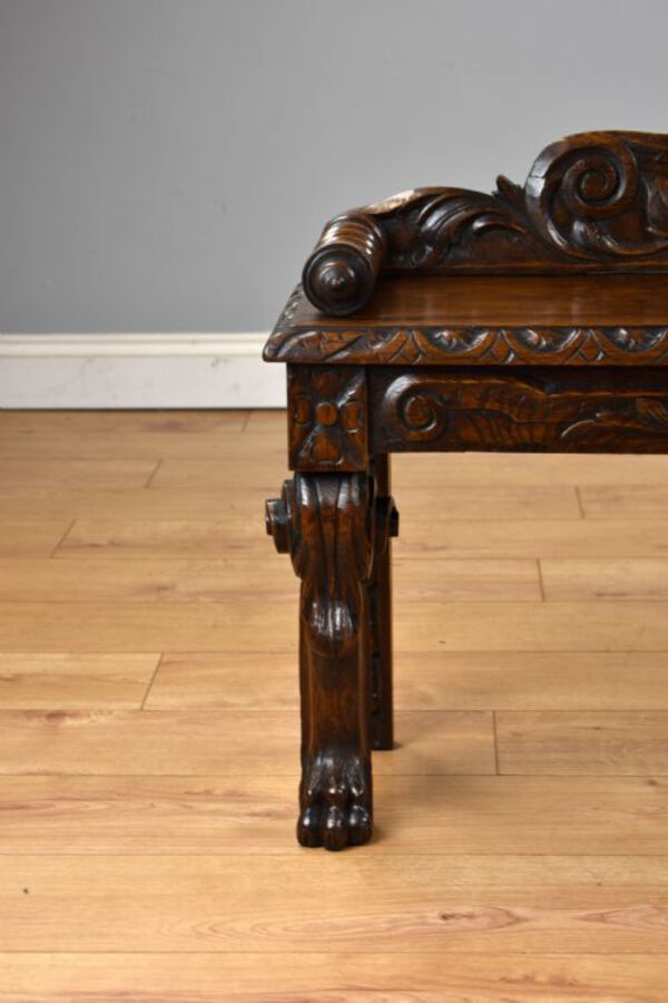 Antique Victorian Carved Oak Window Seat