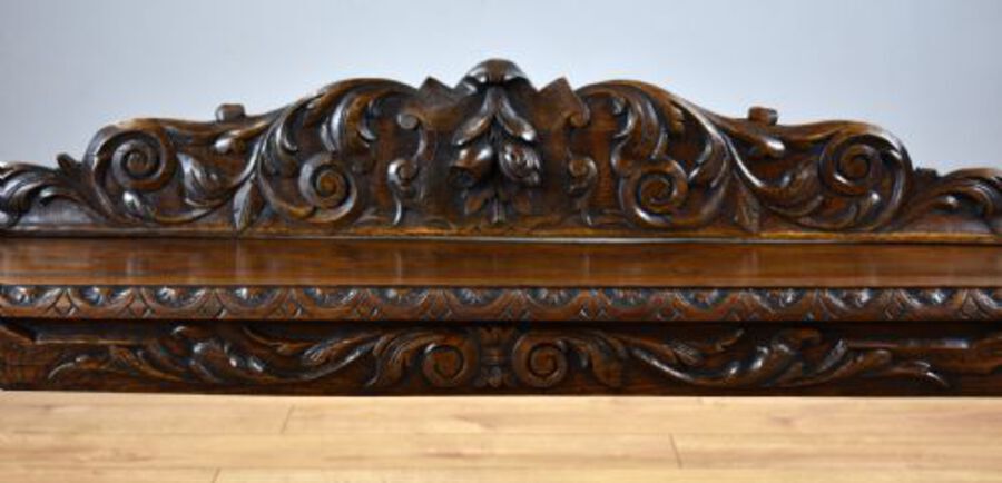 Antique Victorian Carved Oak Window Seat