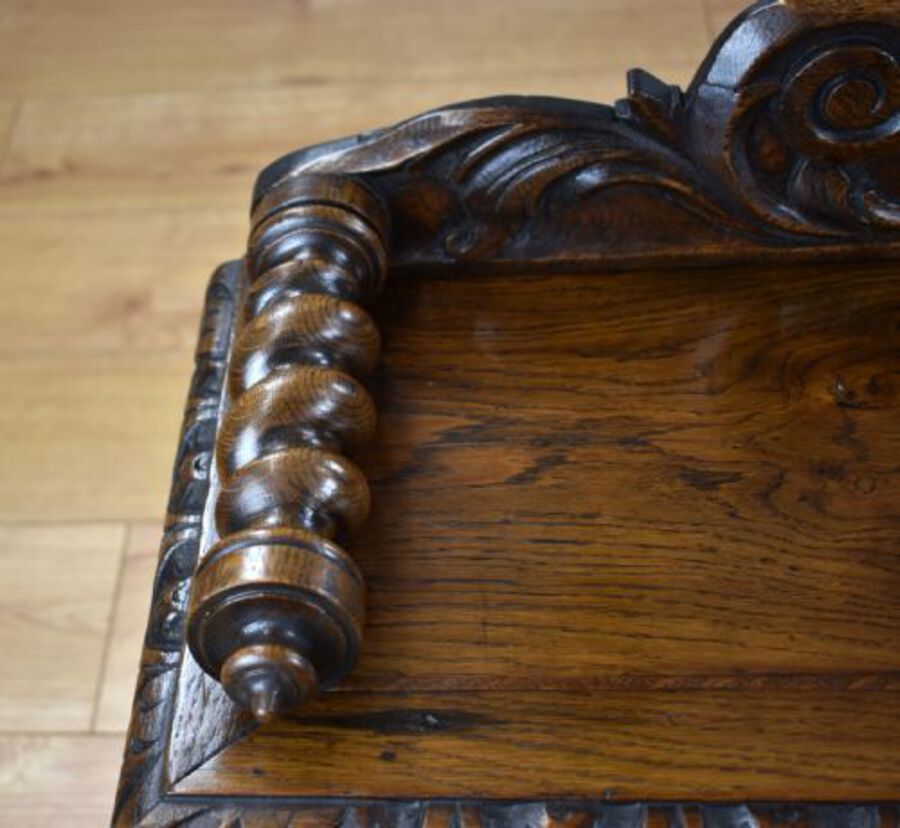 Antique Victorian Carved Oak Window Seat