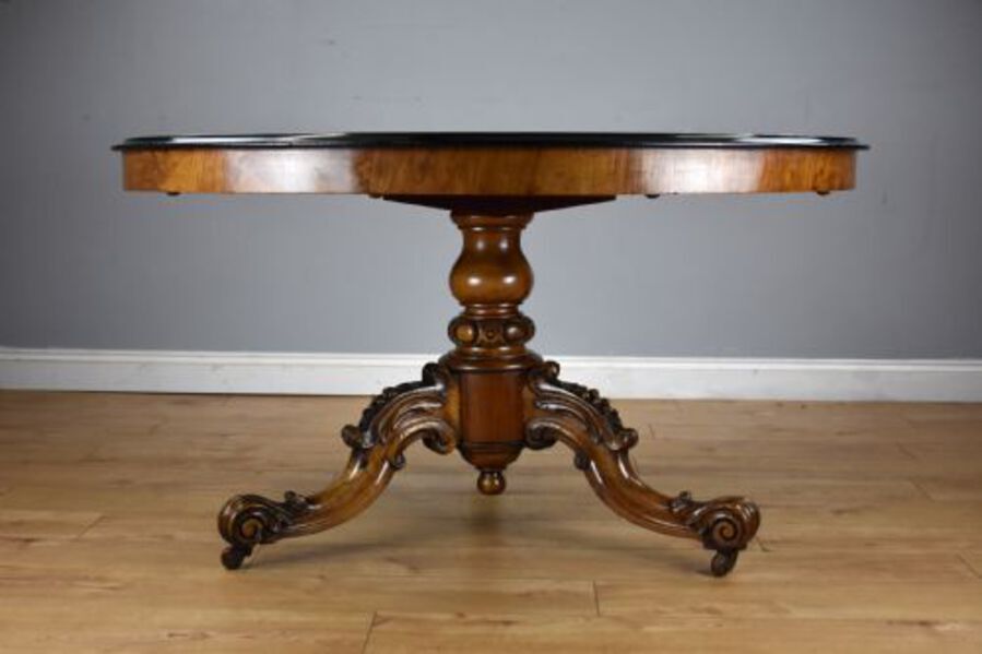 Antique Victorian Marquetry Inlaid Oval Tilt Top Breakfast Table