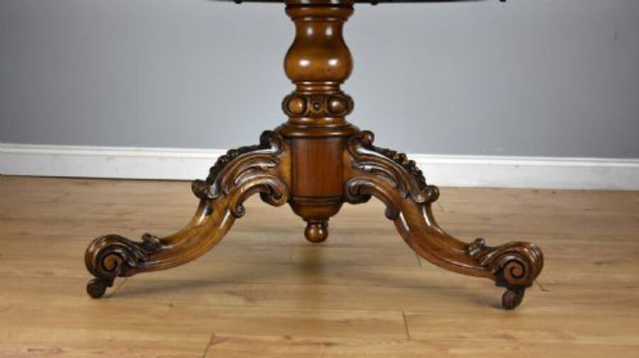 Antique Victorian Marquetry Inlaid Oval Tilt Top Breakfast Table