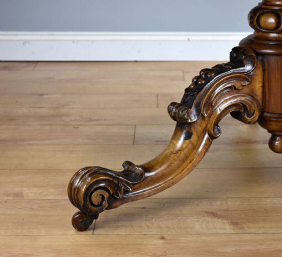 Antique Victorian Marquetry Inlaid Oval Tilt Top Breakfast Table