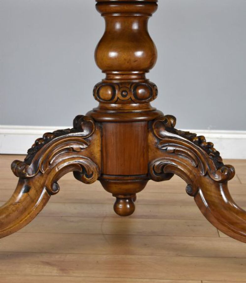 Antique Victorian Marquetry Inlaid Oval Tilt Top Breakfast Table