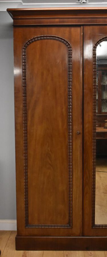 Antique Victorian Mahogany Three Door Wardrobe