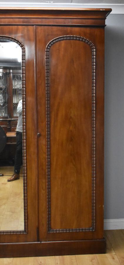 Antique Victorian Mahogany Three Door Wardrobe