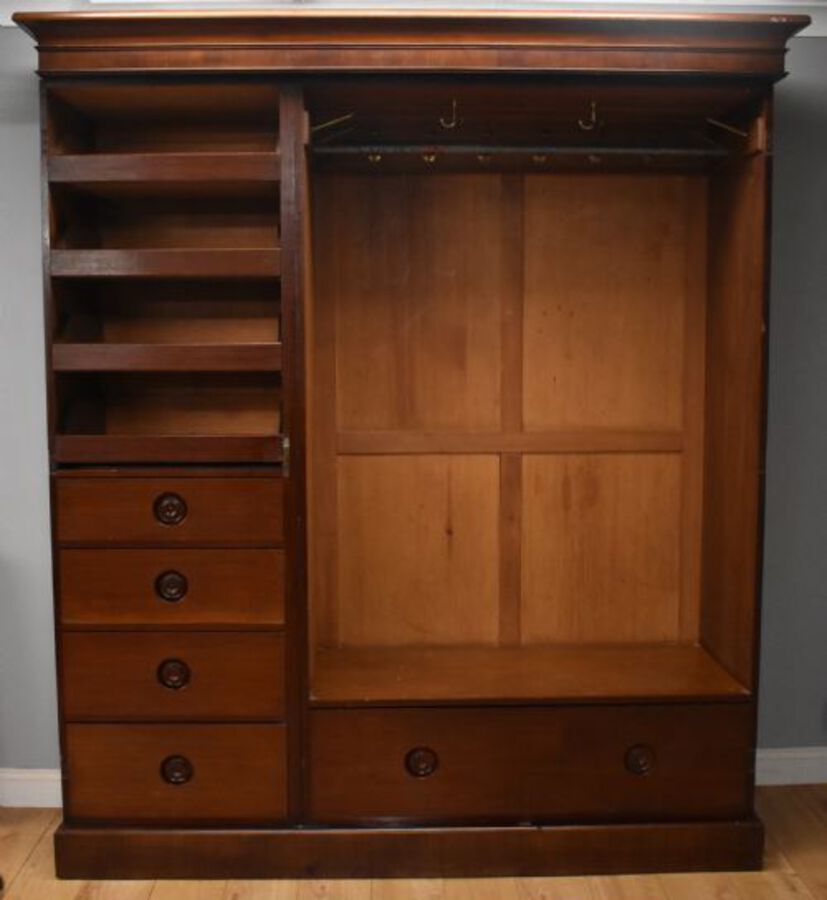 Antique Victorian Mahogany Three Door Wardrobe