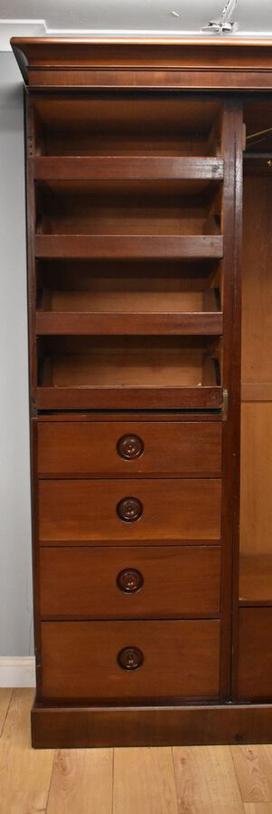 Antique Victorian Mahogany Three Door Wardrobe