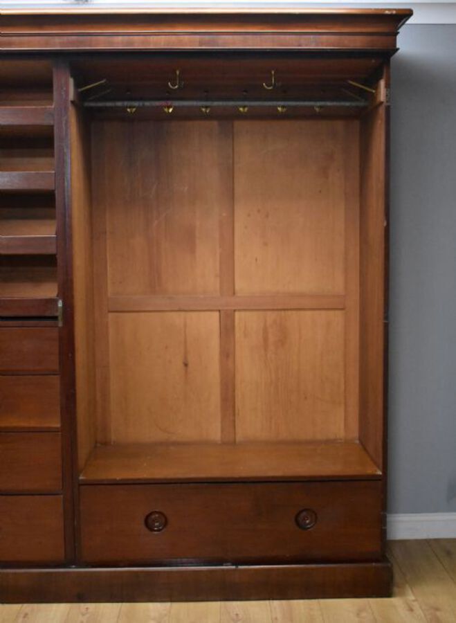 Antique Victorian Mahogany Three Door Wardrobe