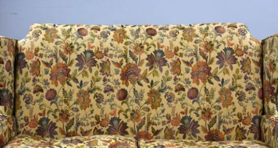 Antique Queen Anne Style Wing Back Sofa