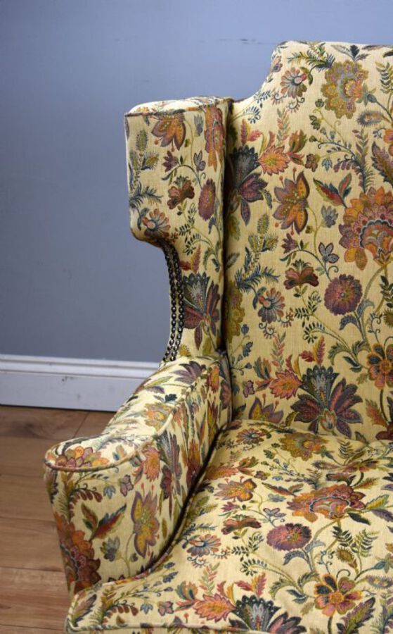 Antique Queen Anne Style Wing Back Sofa