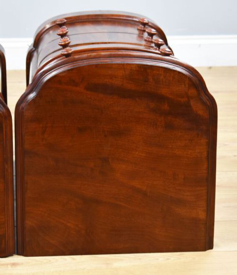 Antique Pair of Victorian Mahogany Bow Front Bedside Chests