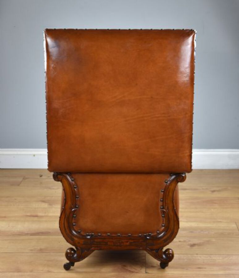 Antique Victorian Hand Dyed Leather Ottoman