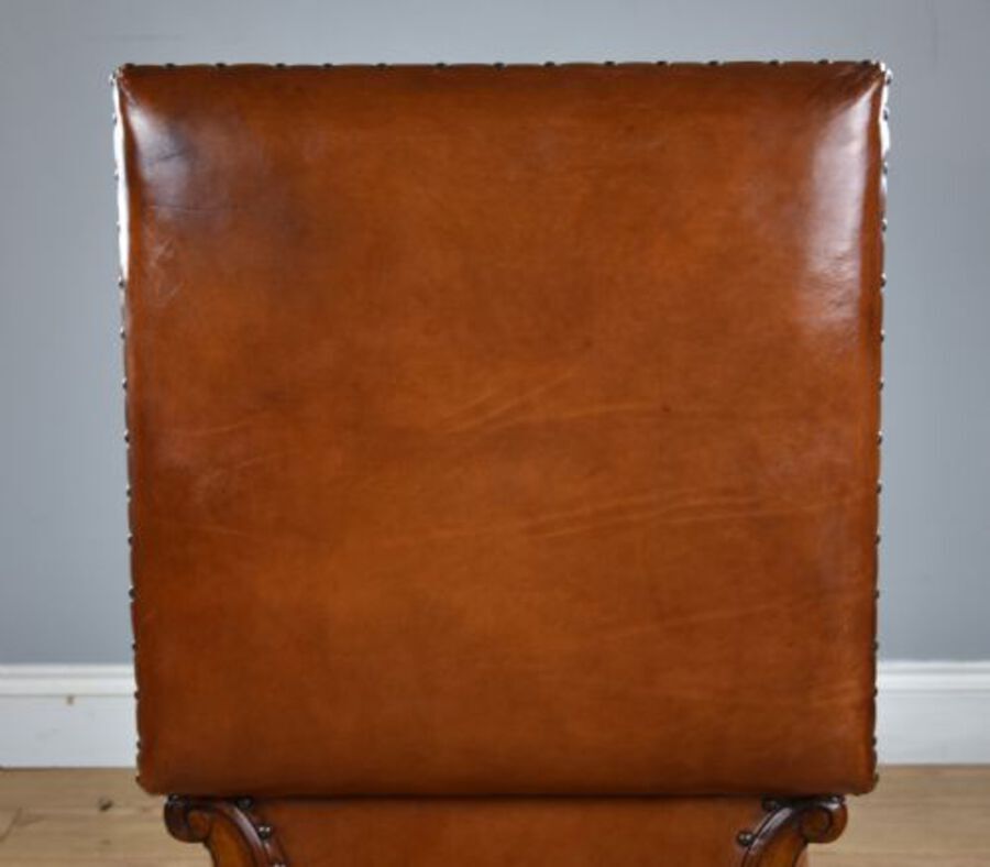 Antique Victorian Hand Dyed Leather Ottoman