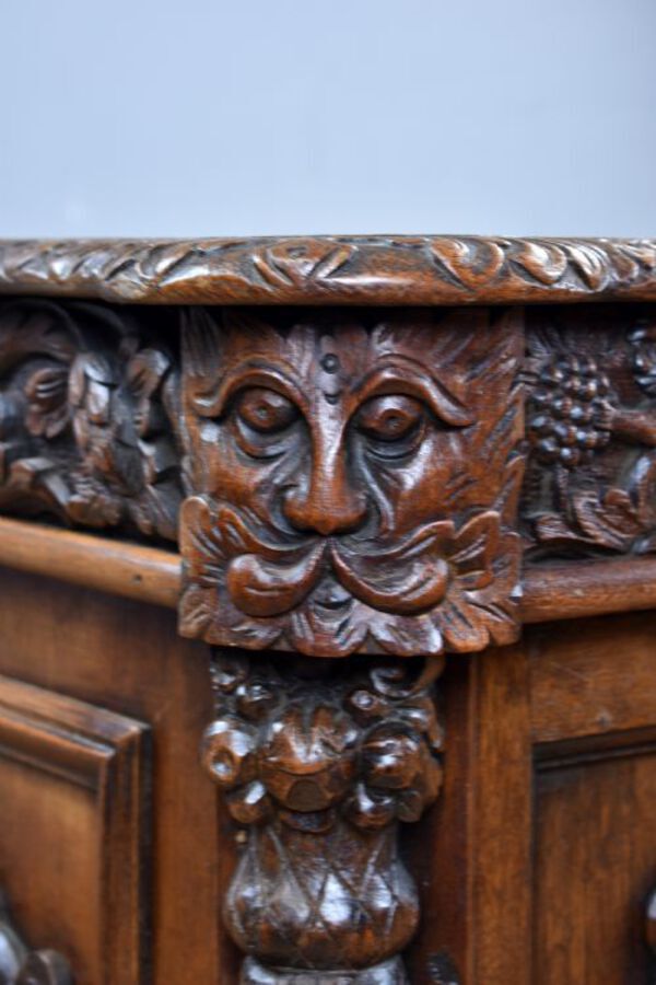 Antique Victorian Carved Oak Desk