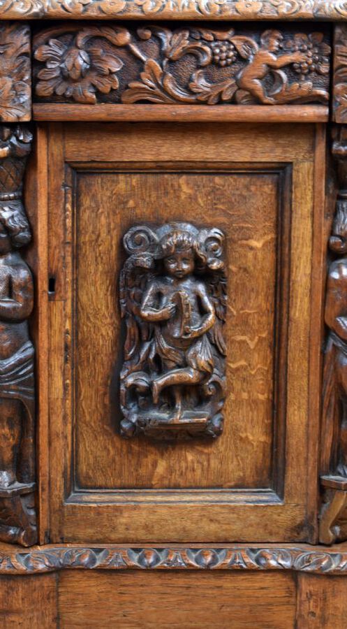 Antique Victorian Carved Oak Desk