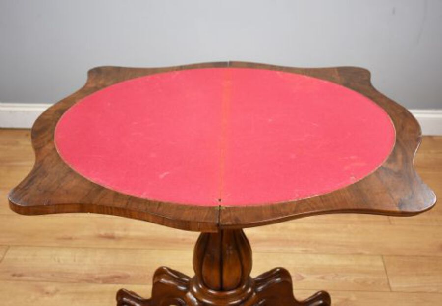 Antique Victorian Burr Walnut Serpentine Card Table