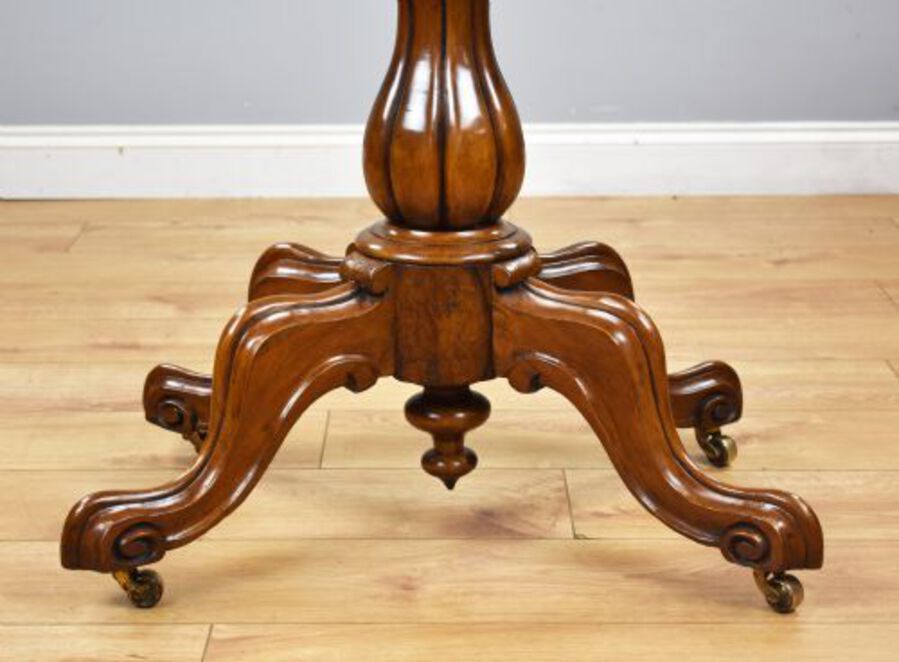 Antique Victorian Burr Walnut Serpentine Card Table