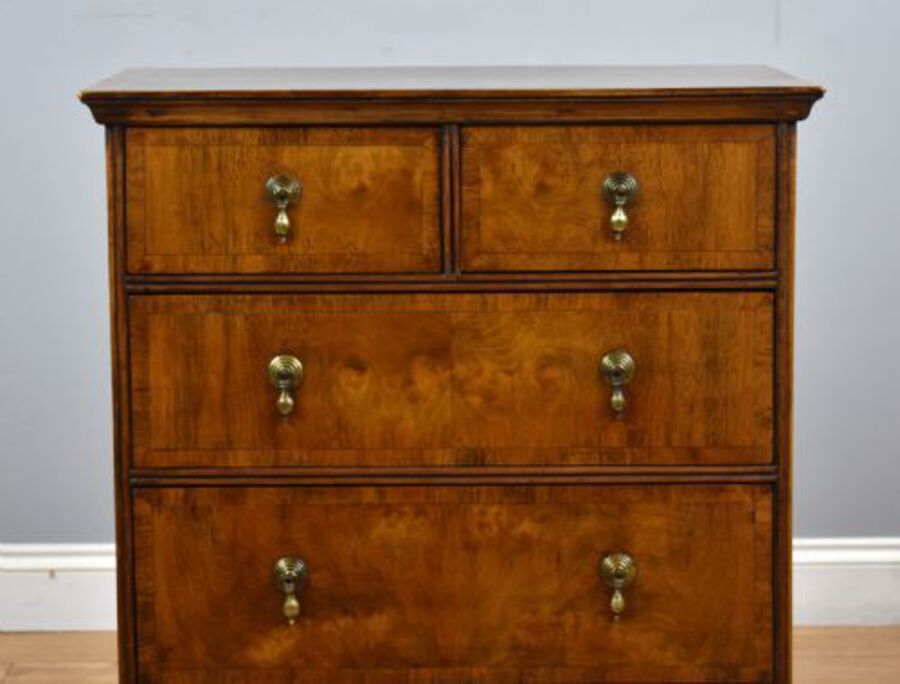 Antique Queen Anne Style Burr Walnut Chest of Drawers