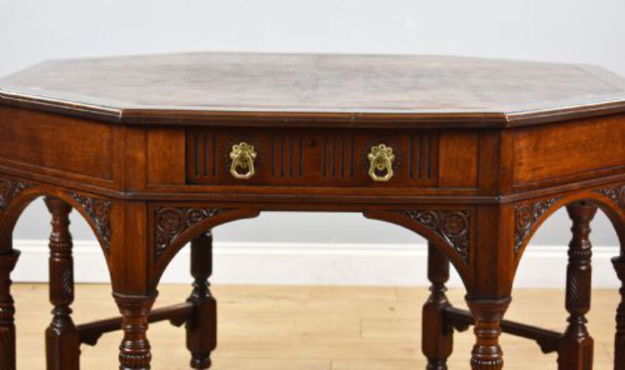 Antique Victorian Walnut Library Table