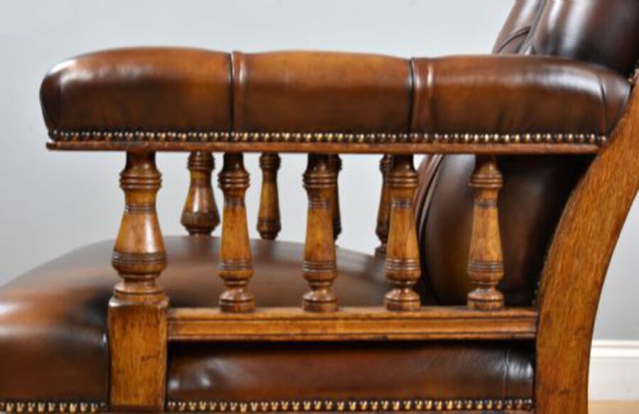Antique Pair of Victorian Hand Dyed Leather Library Chairs