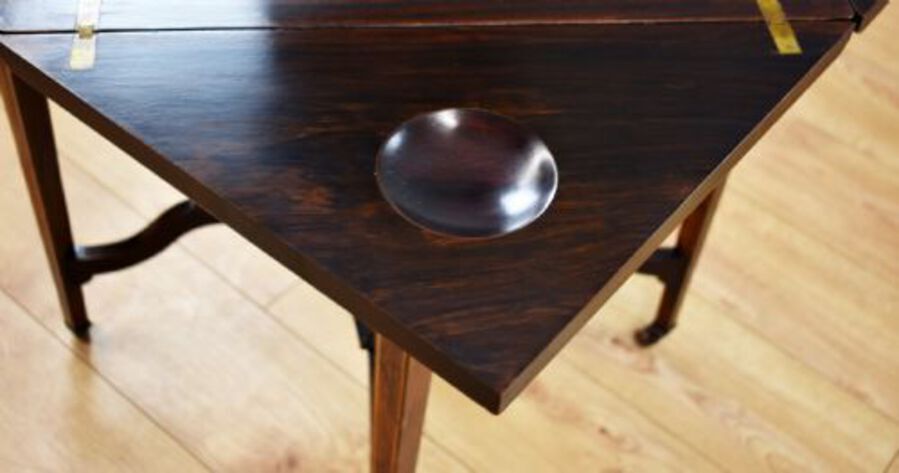 Antique Victorian Rosewood Inlaid Envelope card table