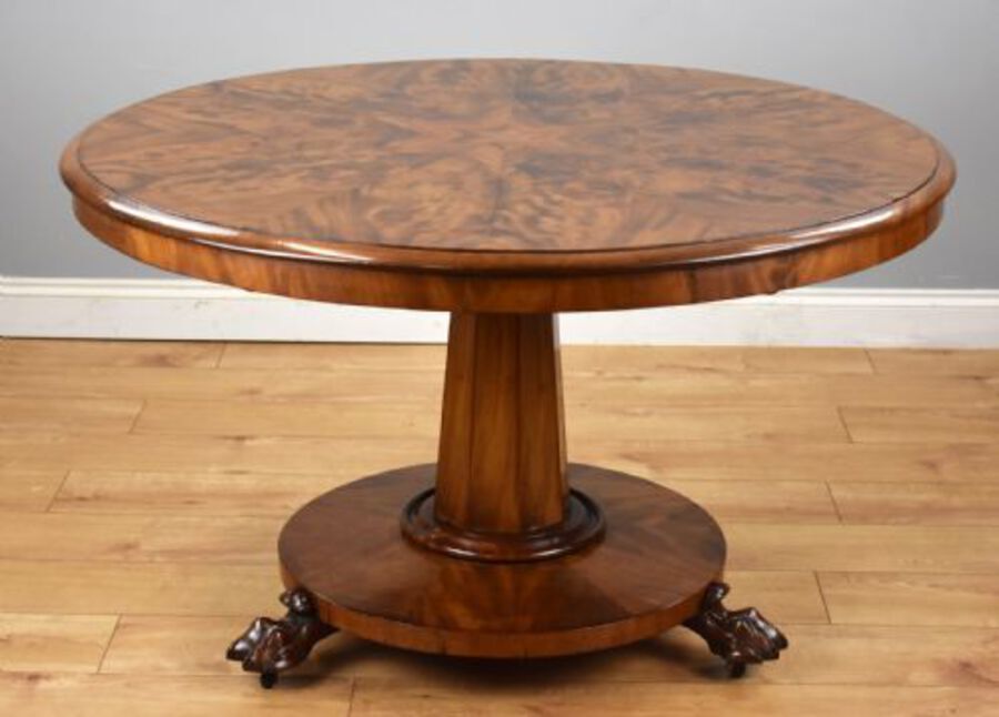 Antique Victorian Mahogany Round Tilt Top Dining Table