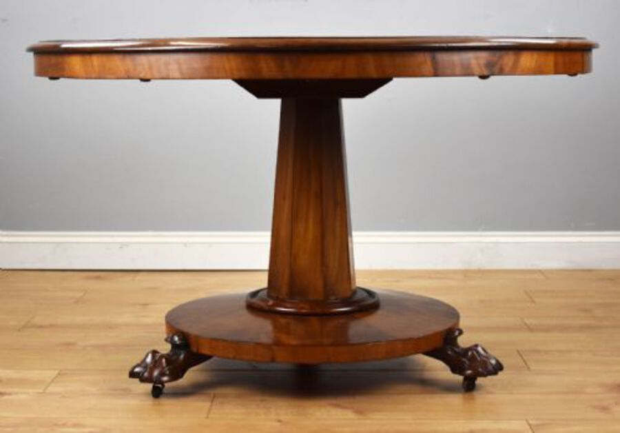 Antique Victorian Mahogany Round Tilt Top Dining Table