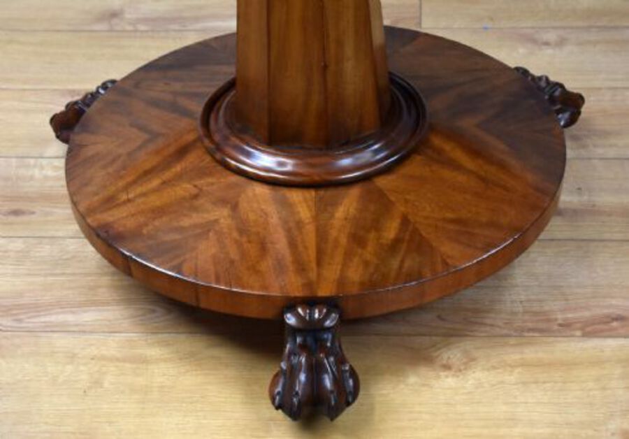 Antique Victorian Mahogany Round Tilt Top Dining Table