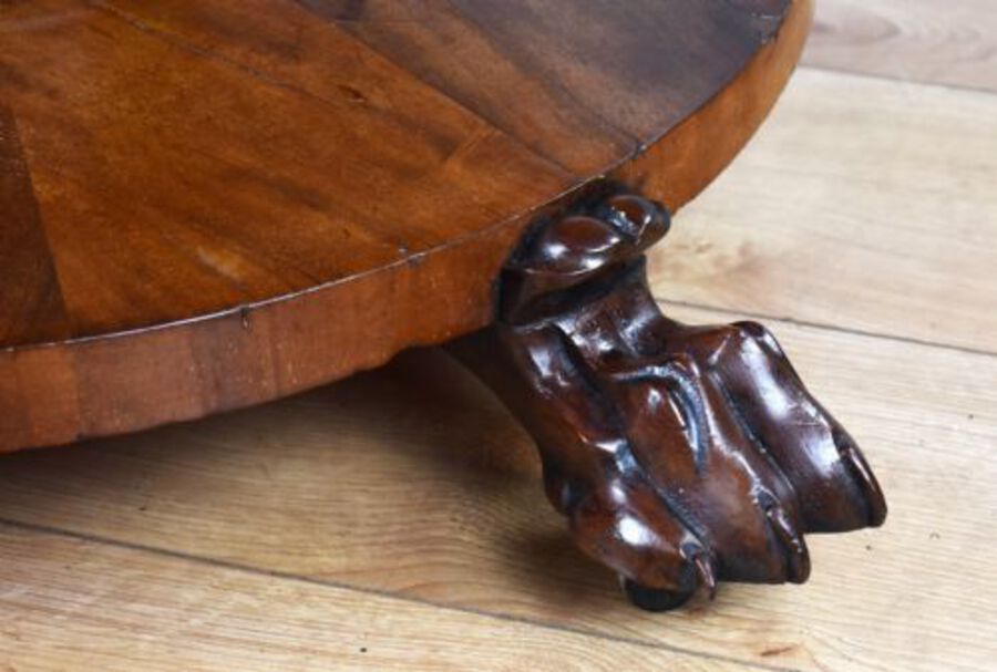 Antique Victorian Mahogany Round Tilt Top Dining Table