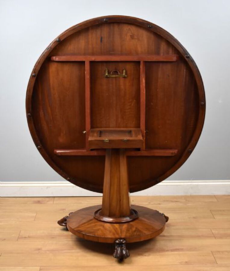 Antique Victorian Mahogany Round Tilt Top Dining Table