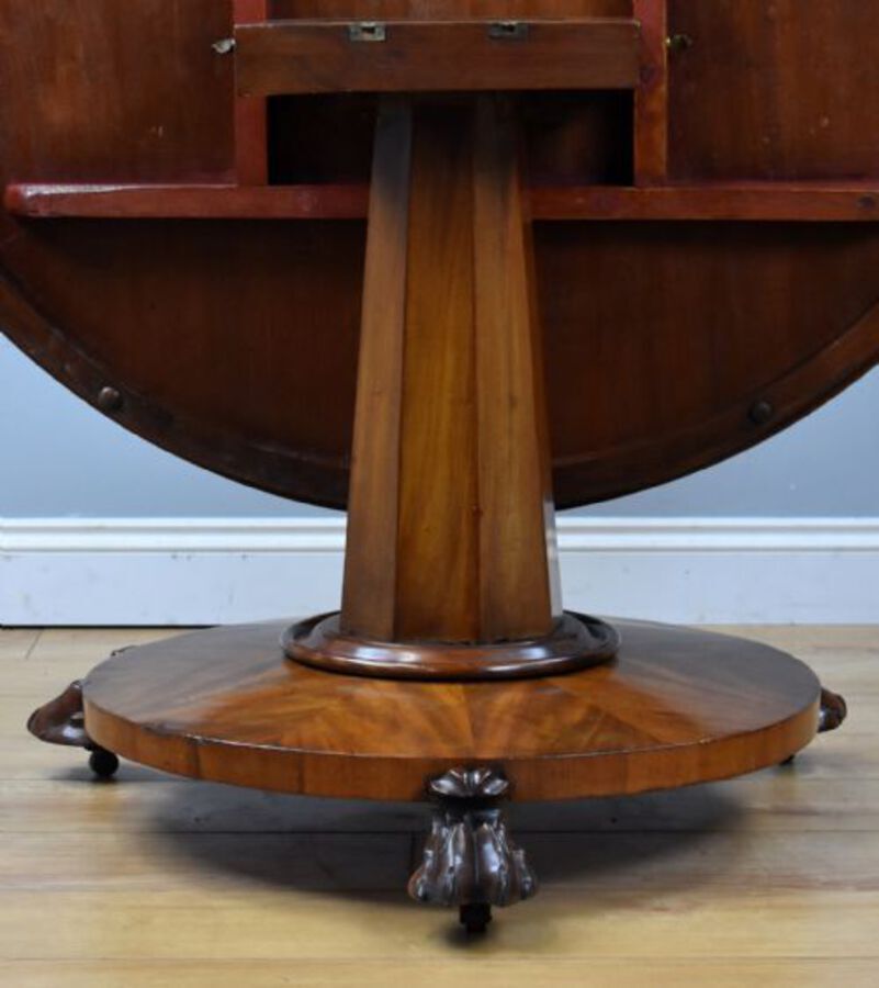 Antique Victorian Mahogany Round Tilt Top Dining Table