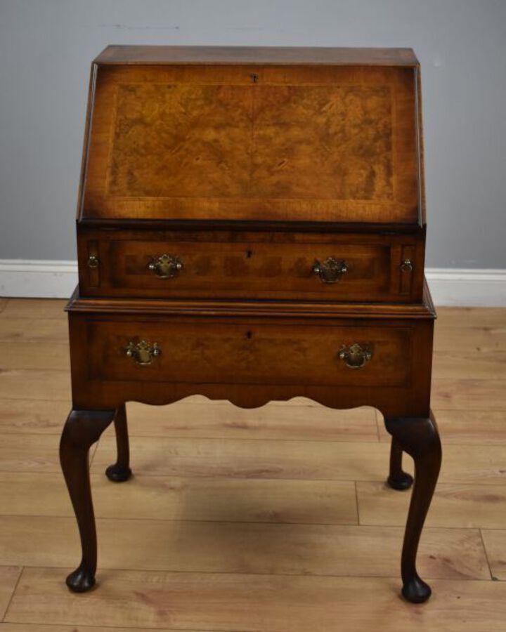 Antique Queen Anne Style Walnut Bureau