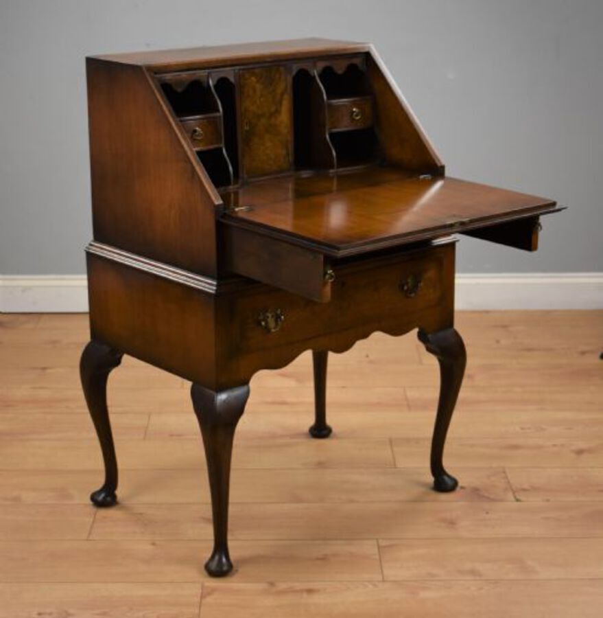 Antique Queen Anne Style Walnut Bureau
