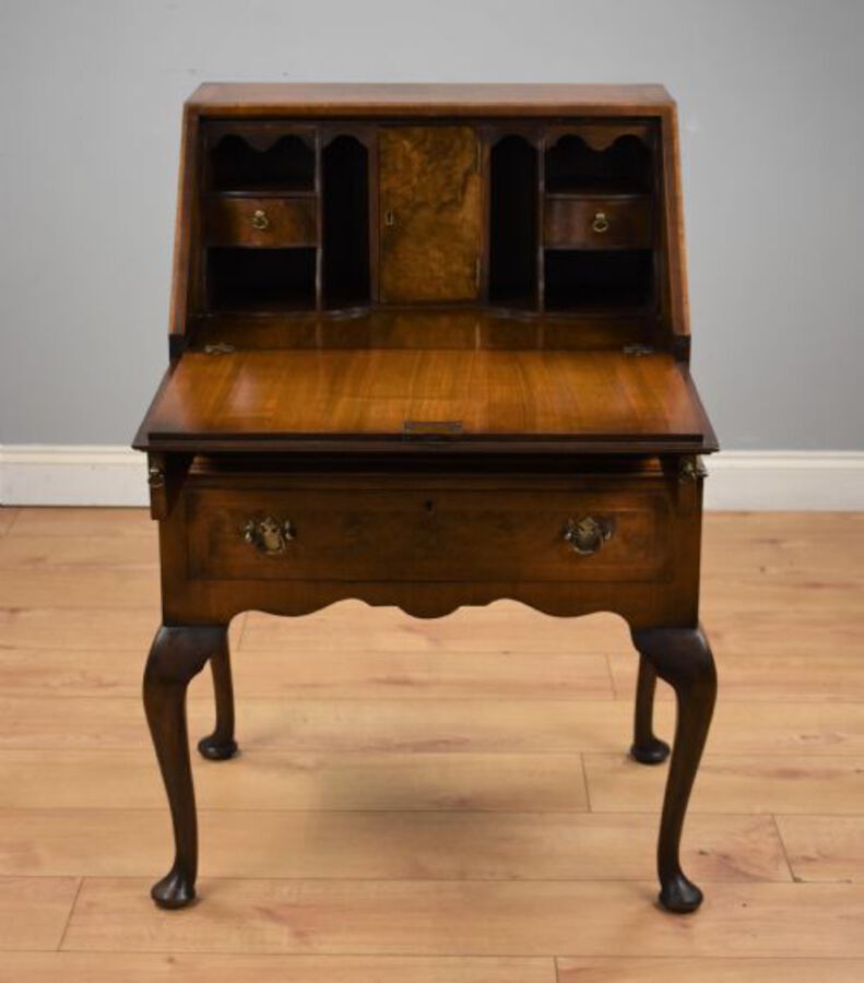 Antique Queen Anne Style Walnut Bureau