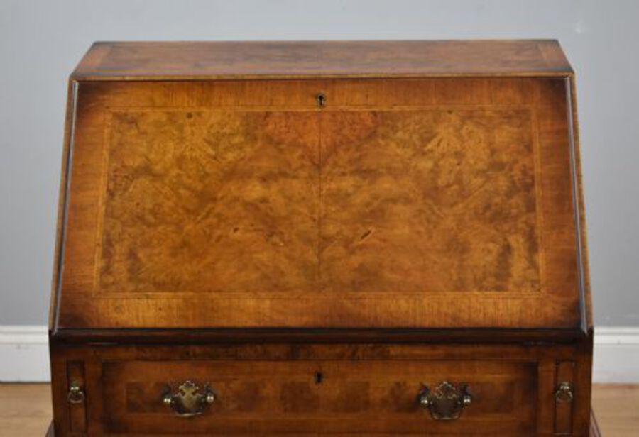 Antique Queen Anne Style Walnut Bureau