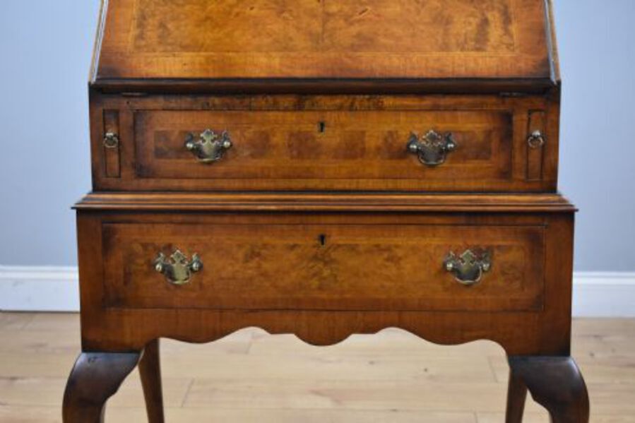 Antique Queen Anne Style Walnut Bureau