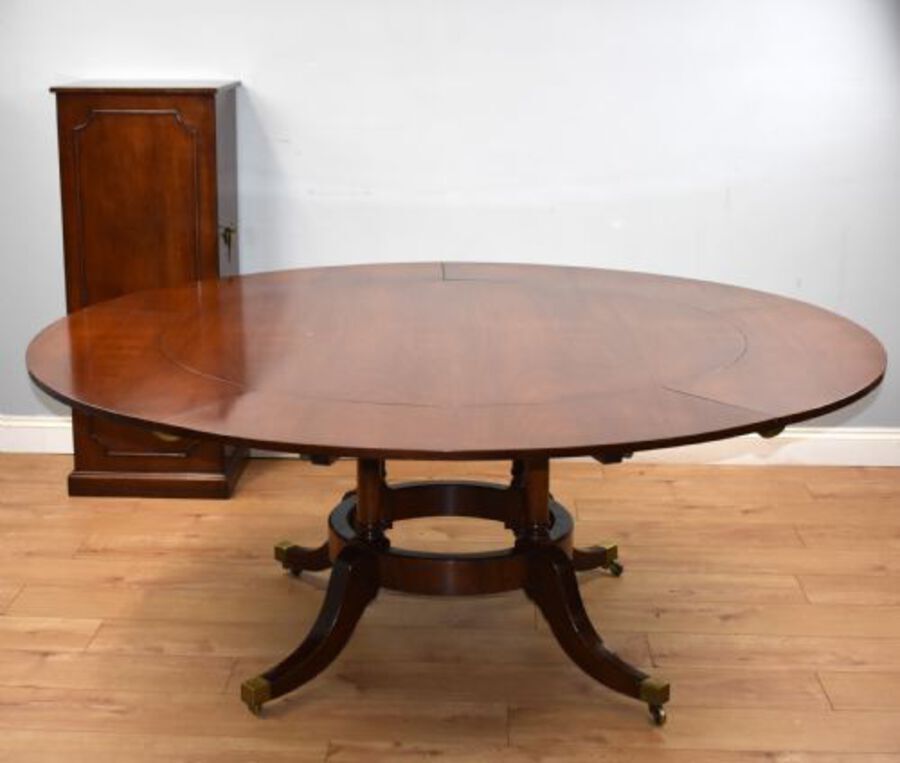 Large Mahogany Circular Extending Dining Table